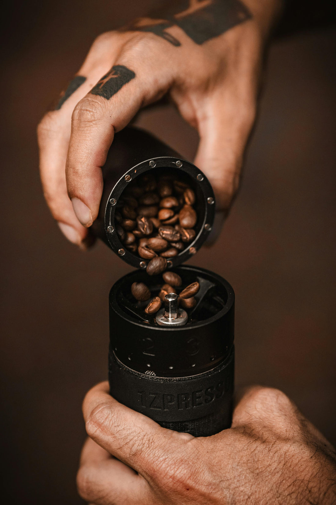 Coffee Beans in a Grinder